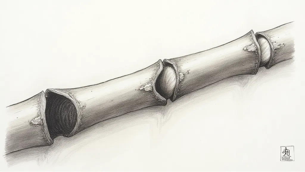 Pen and ink illustration of a bamboo stem