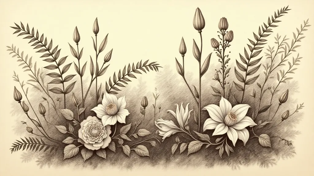 Botanical arrangement illustrating atmospheric perspective