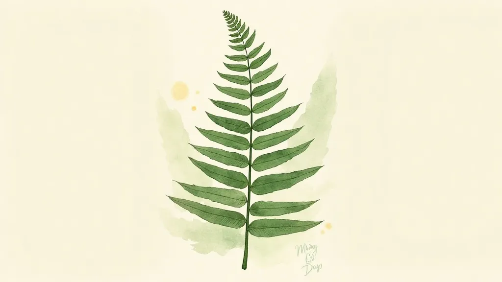 Fern illustration combining watercolor and ink with strategic negative space