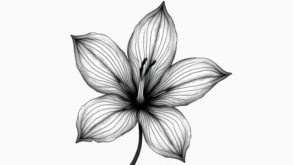 Detailed flower petal drawing