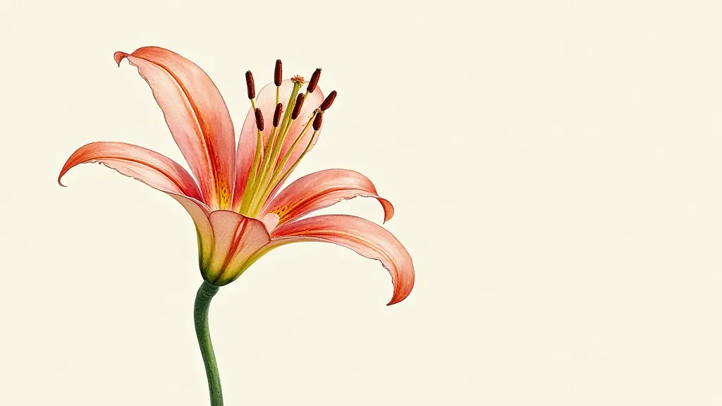 Watercolor and ink lily illustration
