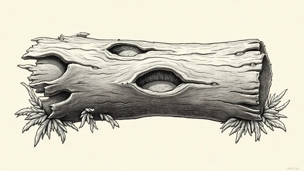 Detailed oak bark illustration with strategic use of negative space