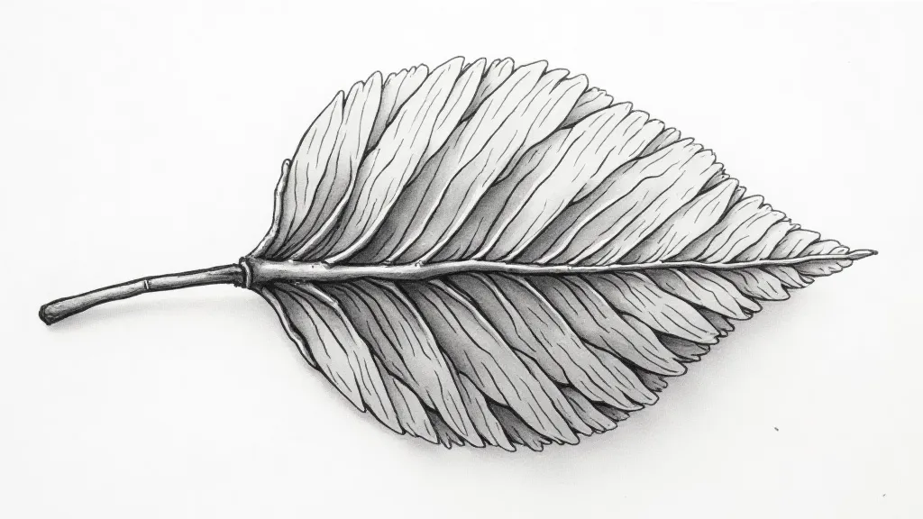 Succulent leaf pen and ink illustration